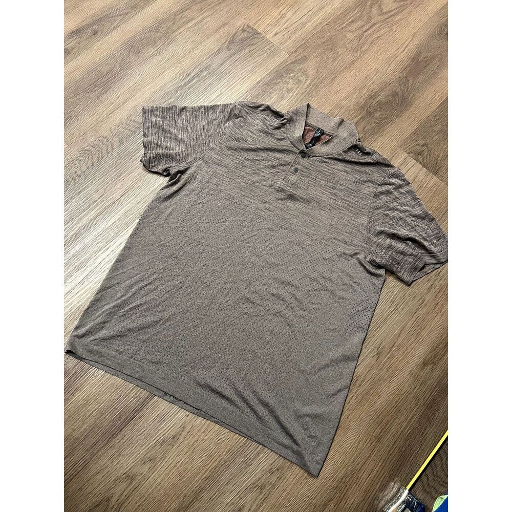 Lululemon Metal Vent Tech Short Sleeve Polo Mens Large Brown
